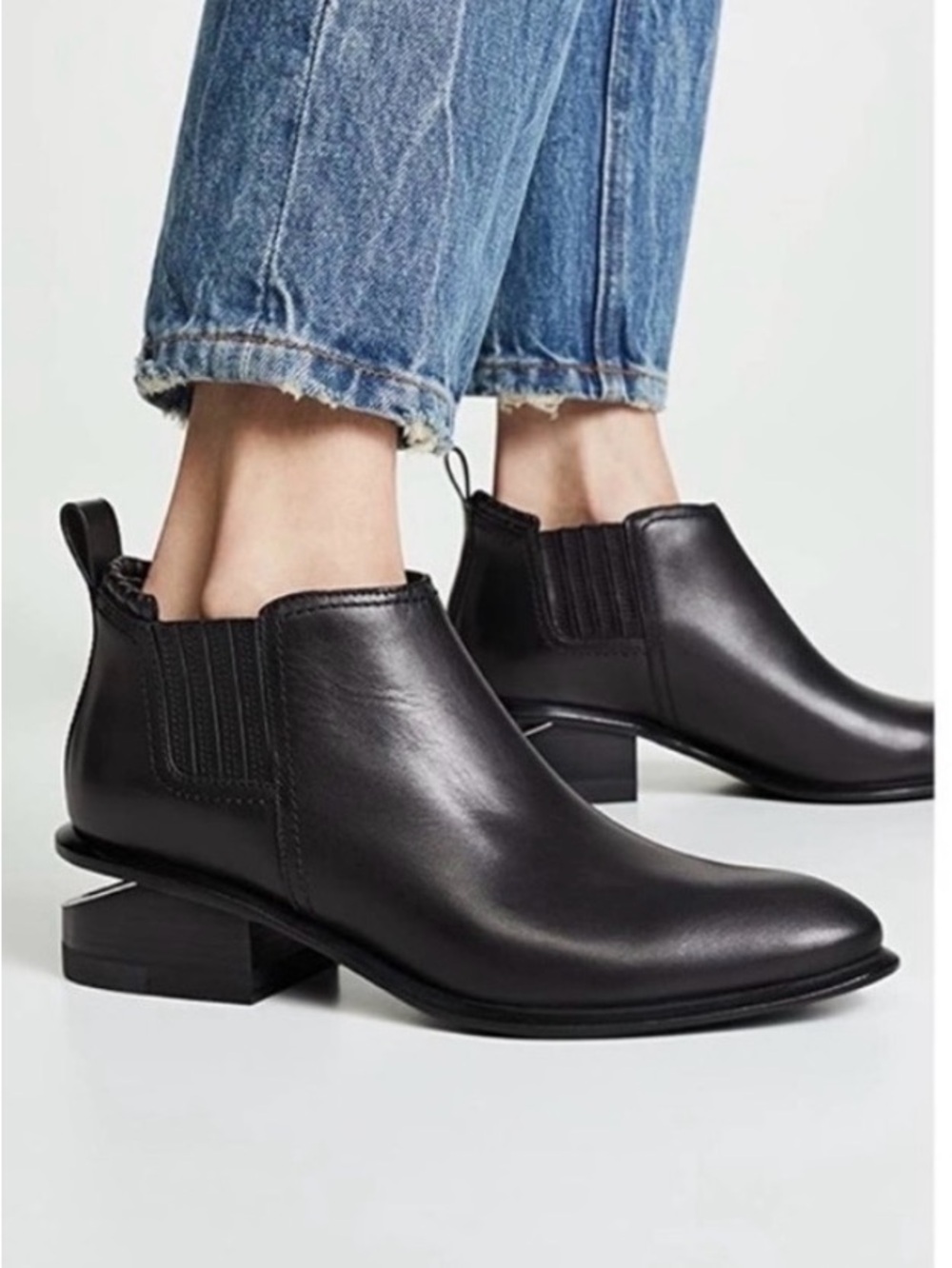 Alexander Wang Black Leather Chelsea Booties - size 8.5
